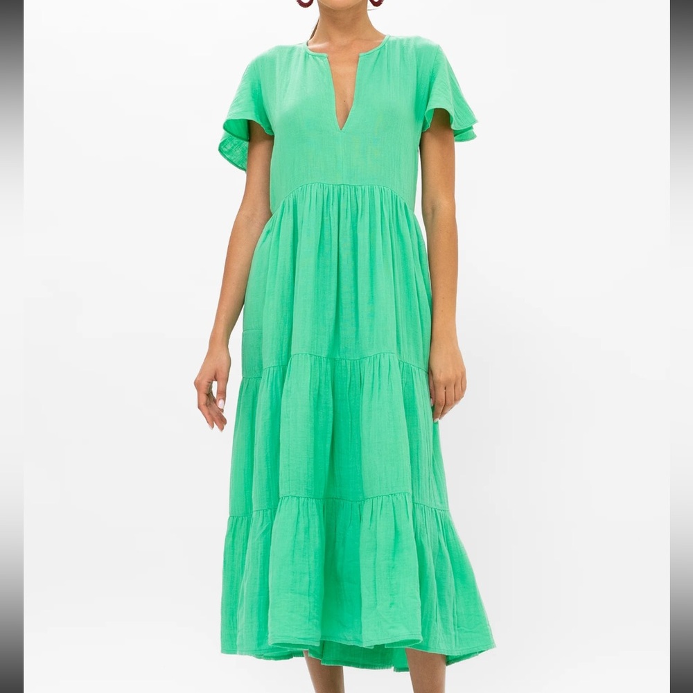 Oliphant V-Neck Maxi - Bahama Green